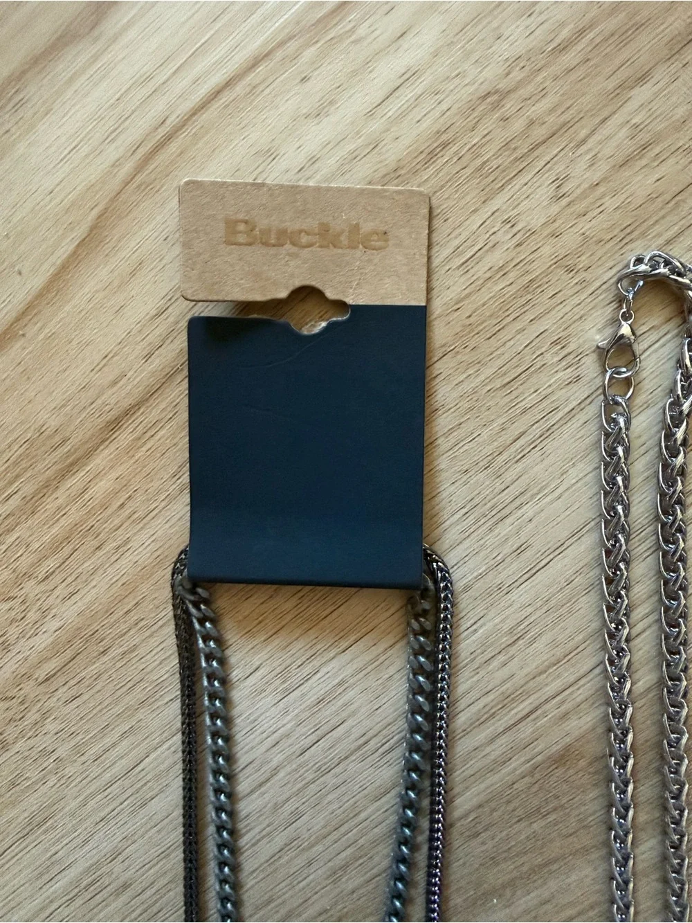 Men's Gunmetal and Silver-Tone Chain Necklace - Double Pack + 1  Buckle